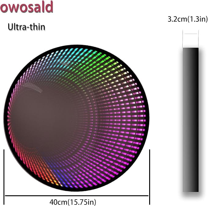 Infinity Mirror LED Wall Light Round 40cm - 图片 3