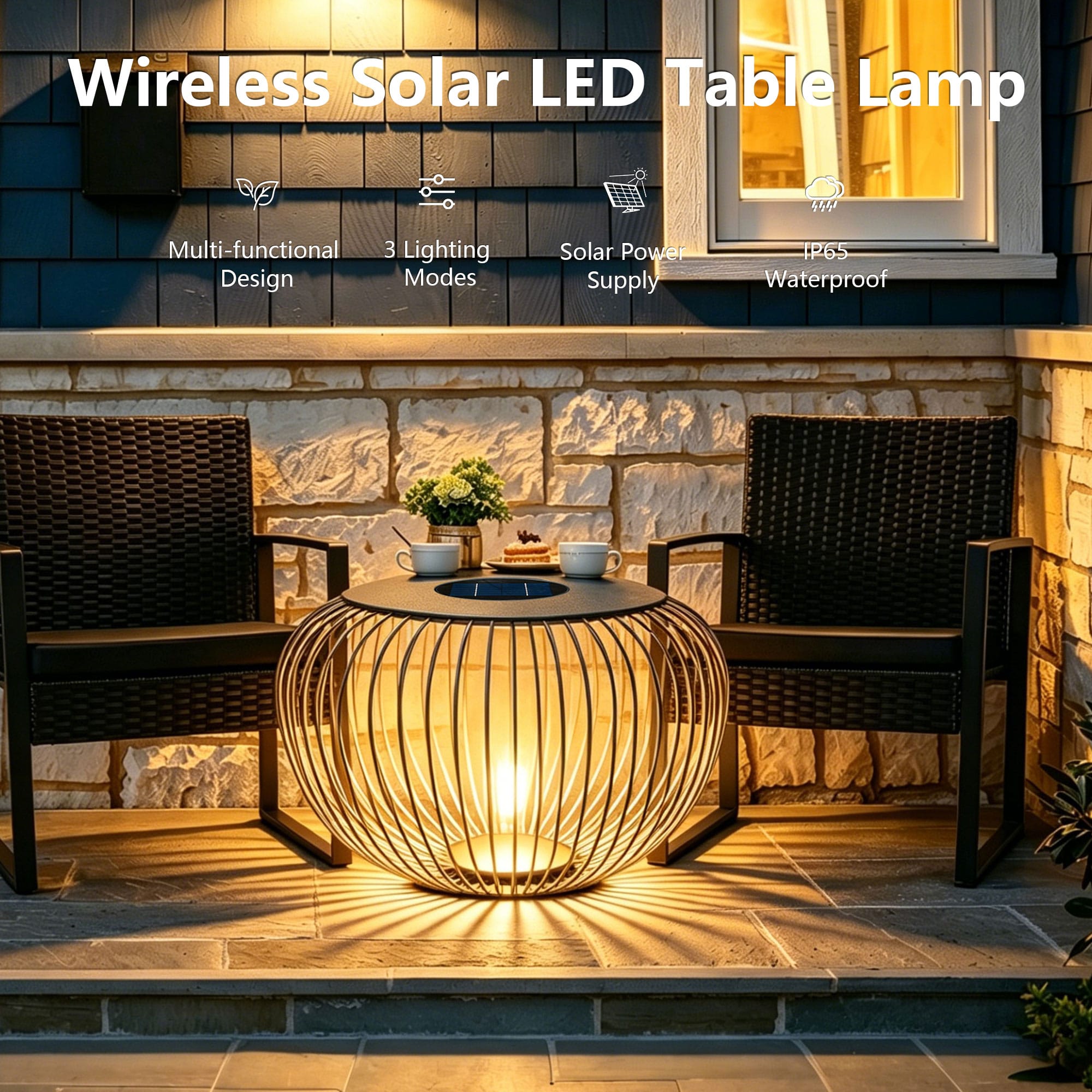 Wide Cage Solar LED Garden Light 65x45